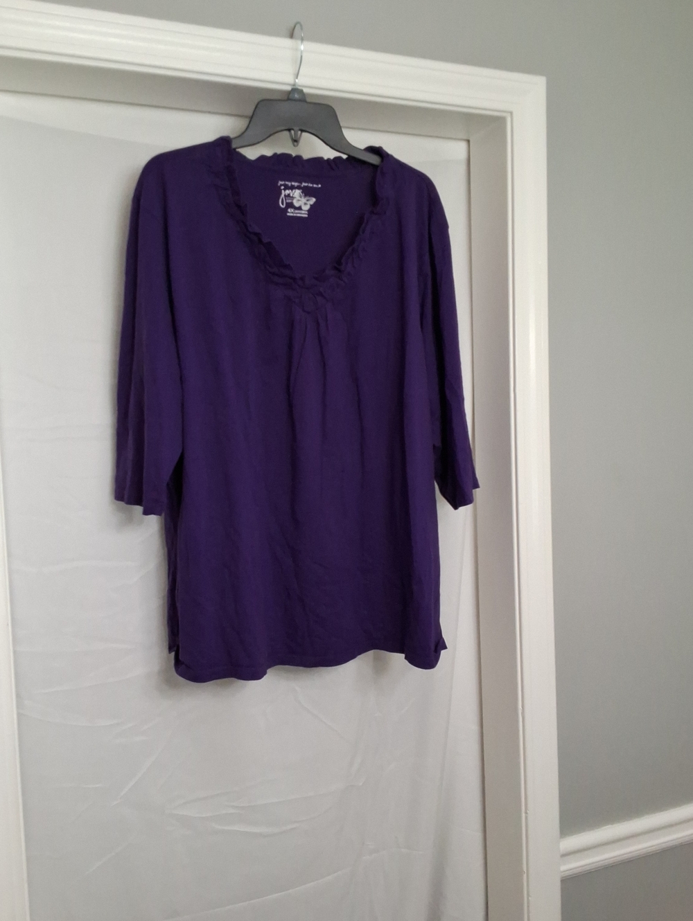 Just My Size Purple Ruffled V-Neck Tunic